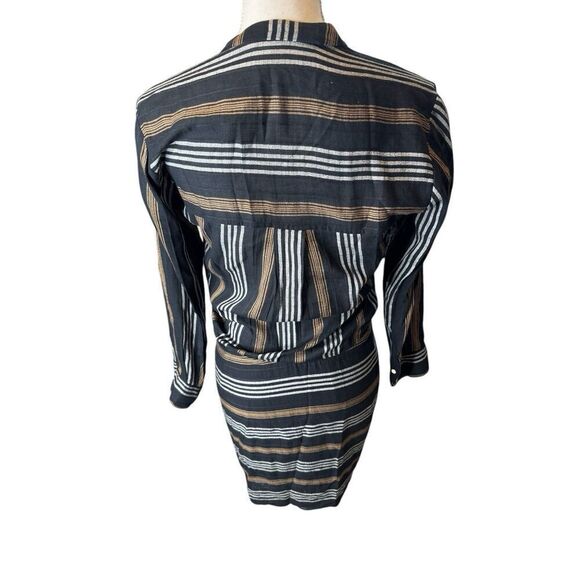 Revolve VERONICA BEARD Emory Ruched Cargo Shirt Dress Striped Black Multi Size 0 - Picture 4 of 6